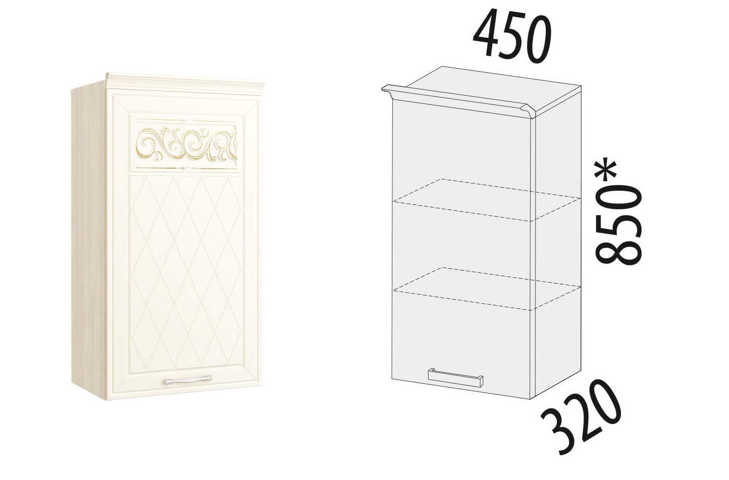 Sienas virtuves skapītis (lab./kr.) Tiffani 19.22