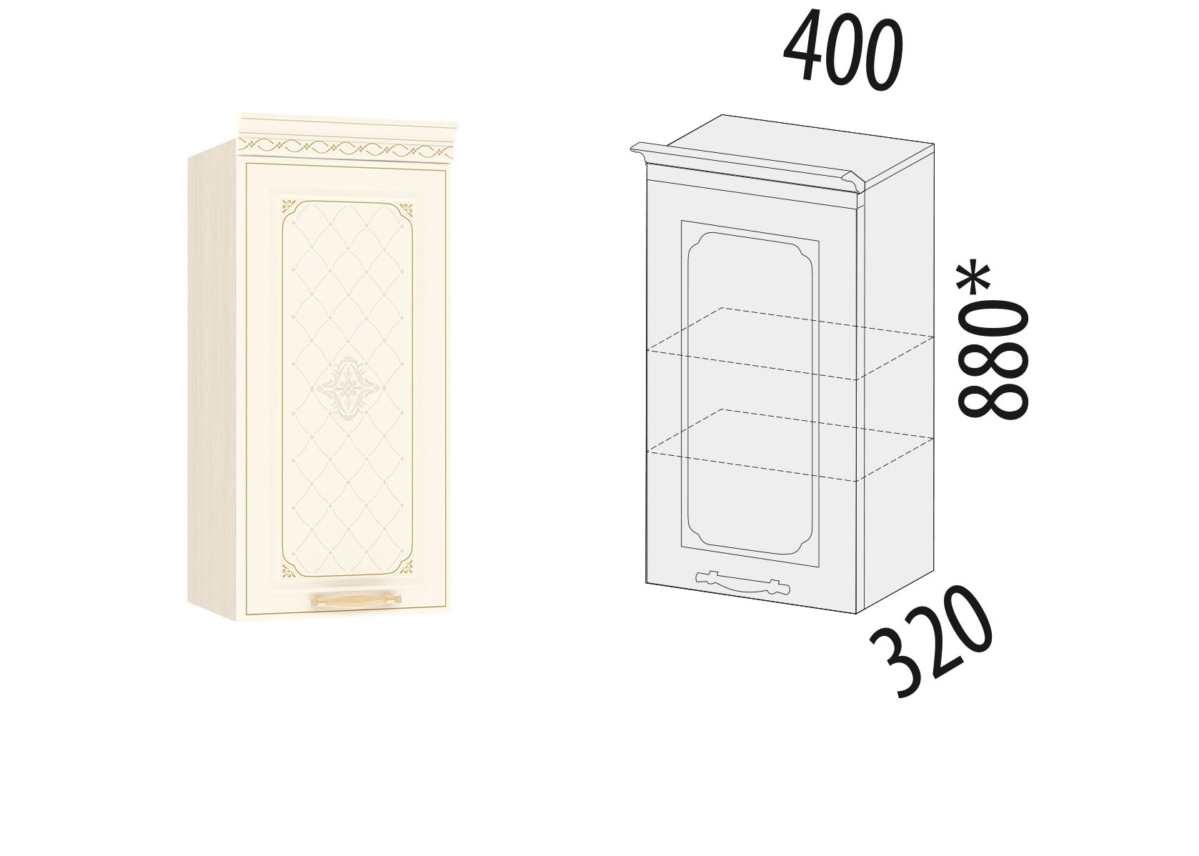 Sienas virtuves skapītis (lab./kr.) Milana 23.03