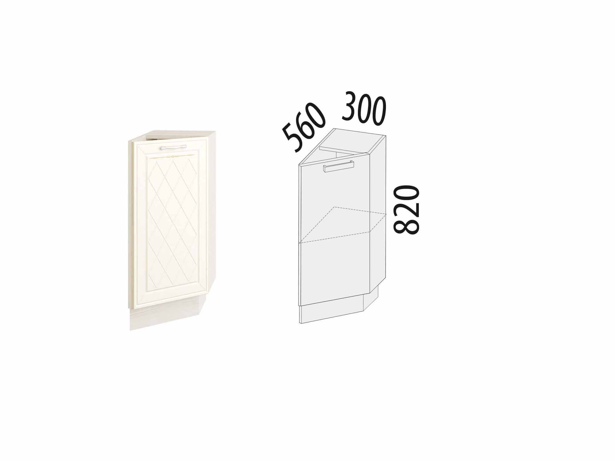 Apakšējais virtuves sānu skapītis (lab) Tiffani 19.64