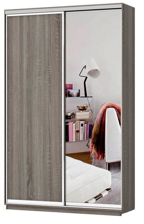 Skapis ar 2 bīdāmām durvīm un spoguli 110/240/60 cm "trifele"+2 atv.