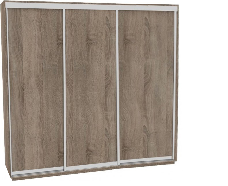 Skapis ar 3 bīdāmām durvīm 250/240/60 cm "trifele"+2 atv.